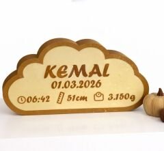 Krem-Açık Kahve Gece Lambası - Yenidoğan Bebek Odası İçin Led Işıklı Pilli Lamba