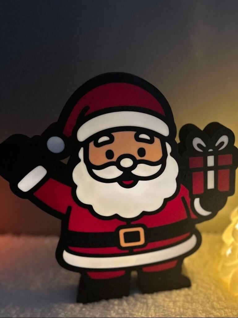 Noel Baba Gece Lambası - Yılbaşı Temalı Led Işıklı Pilli Dekoratif Lamba