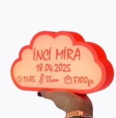 Pembe Bulut Gece Lambası - Yeni doğan Bebek Odası İçin Led Işıklı Pilli Lamba