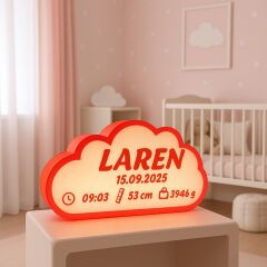Pembe Bulut Gece Lambası - Yenidoğan Bebek Odası İçin Led Işıklı Pilli Lamba