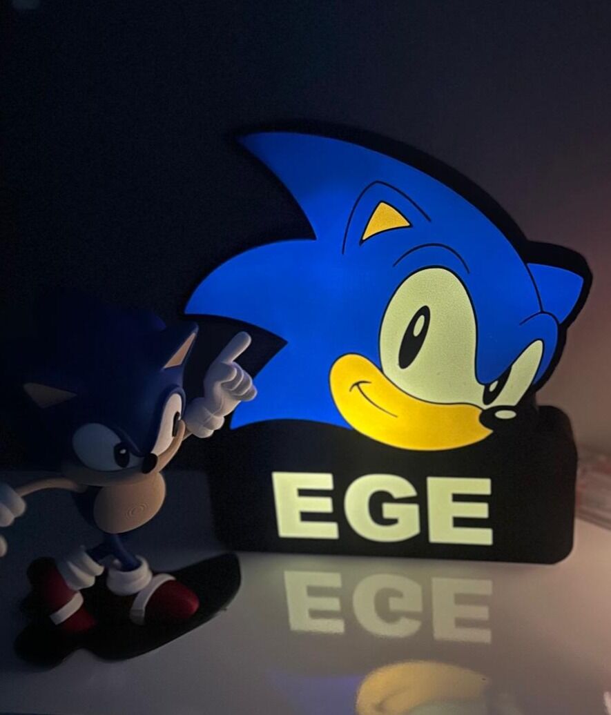 Kişiye Özeli İsimli Sonic Gece Lambası-5v Led Aydınlatma