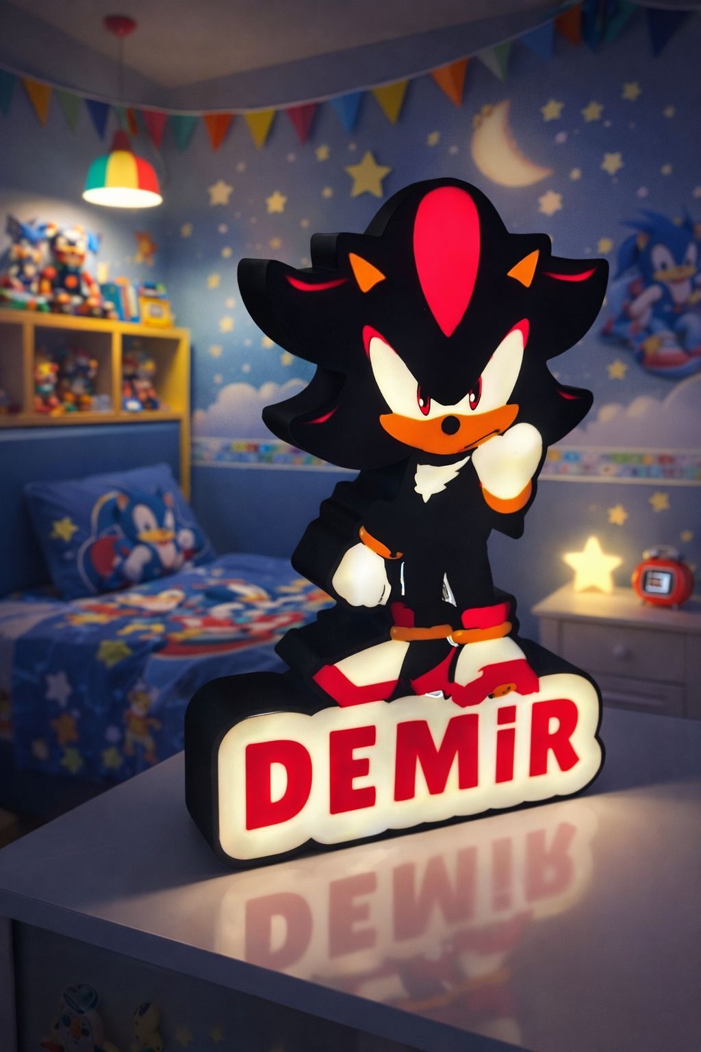 Kişiye özel İsimli Sonic Shadow Gece Lambası-5v Led Aydınlatma