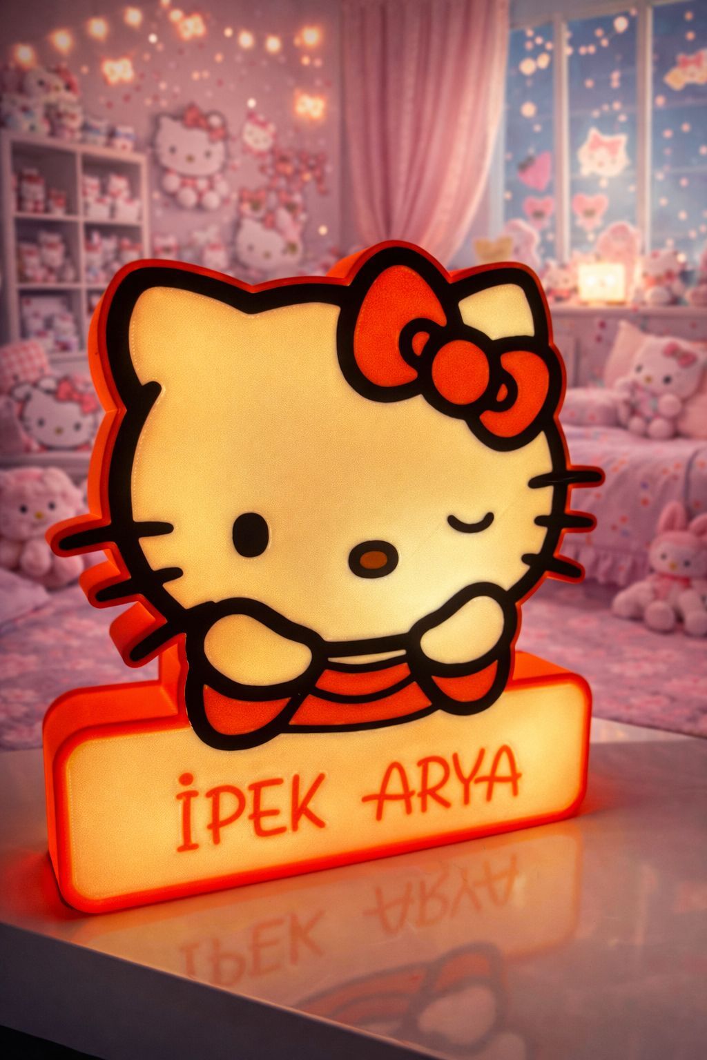 Kişiye özel İsimli Hello Kitty Gece Lambası-5v Led Aydınlatma