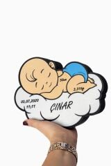 KİŞİYE ÖZEL BULUT ÜSTÜNDE UYUYAN ERKEK BEBEK GECE LAMBASI