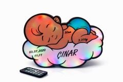 KİŞİYE ÖZEL BULUT ÜSTÜNDE UYUYAN ERKEK BEBEK GECE LAMBASI