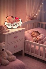 KİŞİYE ÖZEL BULUT ÜSTÜNDE UYUYAN KIZ BEBEK GECE LAMBASI (ADAPTÖRLÜ)