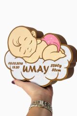 KİŞİYE ÖZEL BULUT ÜSTÜNDE UYUYAN KIZ BEBEK GECE LAMBASI