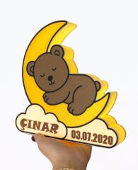 KİŞİYE ÖZEL AY ÜSTÜNDE UYUYAN AYICIK GECE LAMBASI