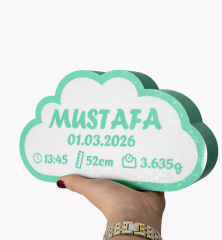 Su Yeşili Bulut Gece Lambası - Yeni doğan Bebek Odası İçin Led Işıklı Pilli Lamb