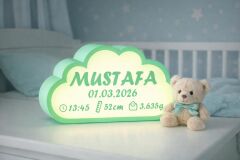 Su Yeşili Bulut Gece Lambası - Yeni doğan Bebek Odası İçin Led Işıklı Pilli Lamb