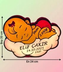 PEMBE KİŞİYE ÖZEL BEBEK FİGÜRLÜ GECE LAMBASI( PİLLİ )
