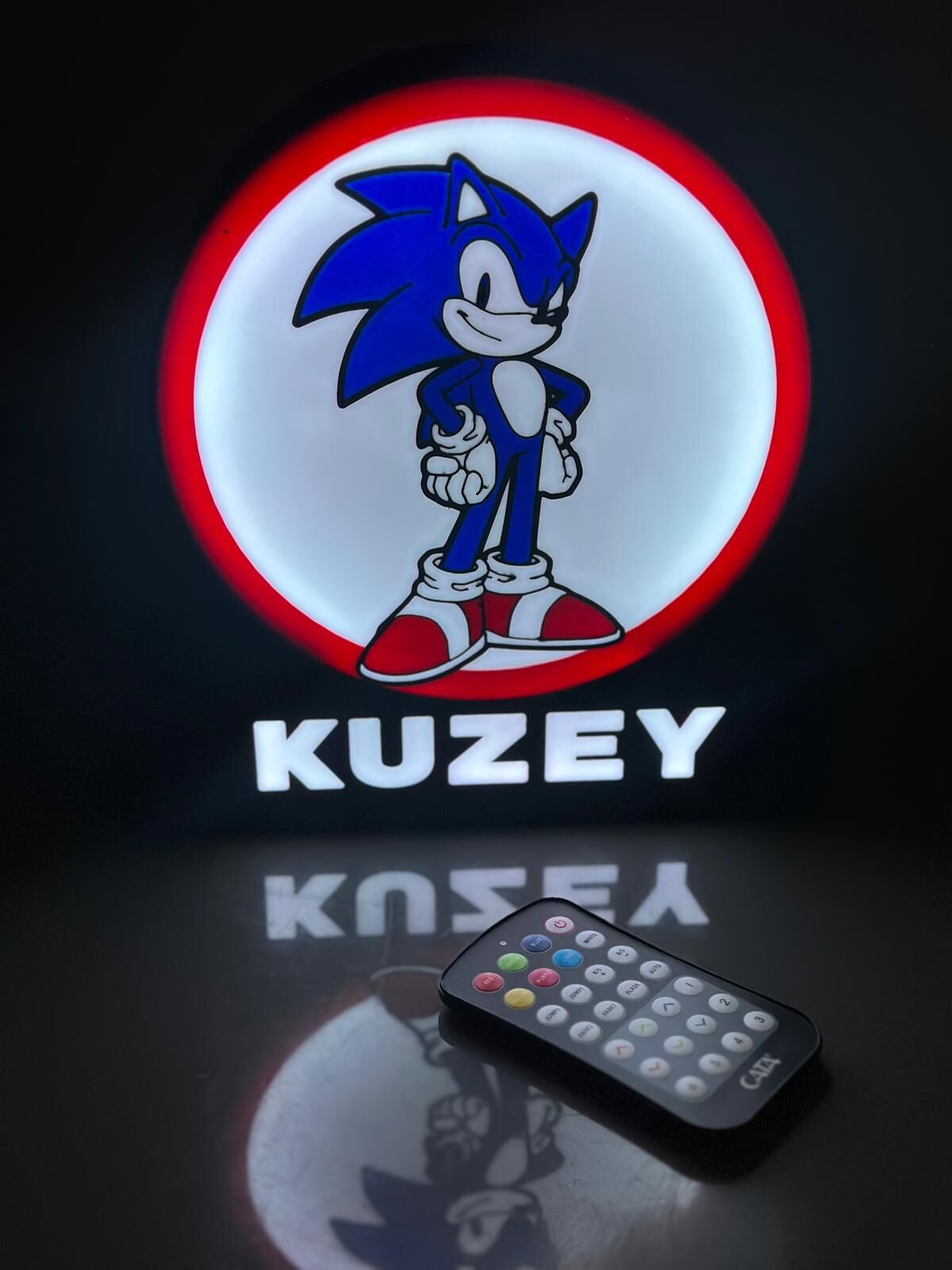 KİŞİYE ÖZEL SONİC RGB LED IŞIKLI,  GECE LAMBASI (24 CM ADAPTÖRLÜ)
