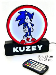 KİŞİYE ÖZEL SONİC RGB LED IŞIKLI,  GECE LAMBASI (24 CM ADAPTÖRLÜ)