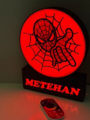 KİŞİYE ÖZEL İSİMLİ RGB LED IŞIKLI SPIDERMAN GECE LAMBASI BÜYÜK BOY(30 x30cm)