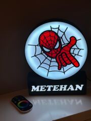 KİŞİYE ÖZEL İSİMLİ RGB LED IŞIKLI SPIDERMAN GECE LAMBASI BÜYÜK BOY(30 cm ADAPTÖRLÜ)