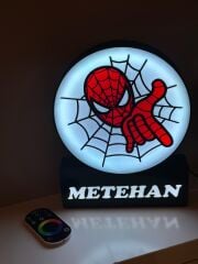 KİŞİYE ÖZEL İSİMLİ RGB LED IŞIKLI SPIDERMAN GECE LAMBASI BÜYÜK BOY(30 x30cm)