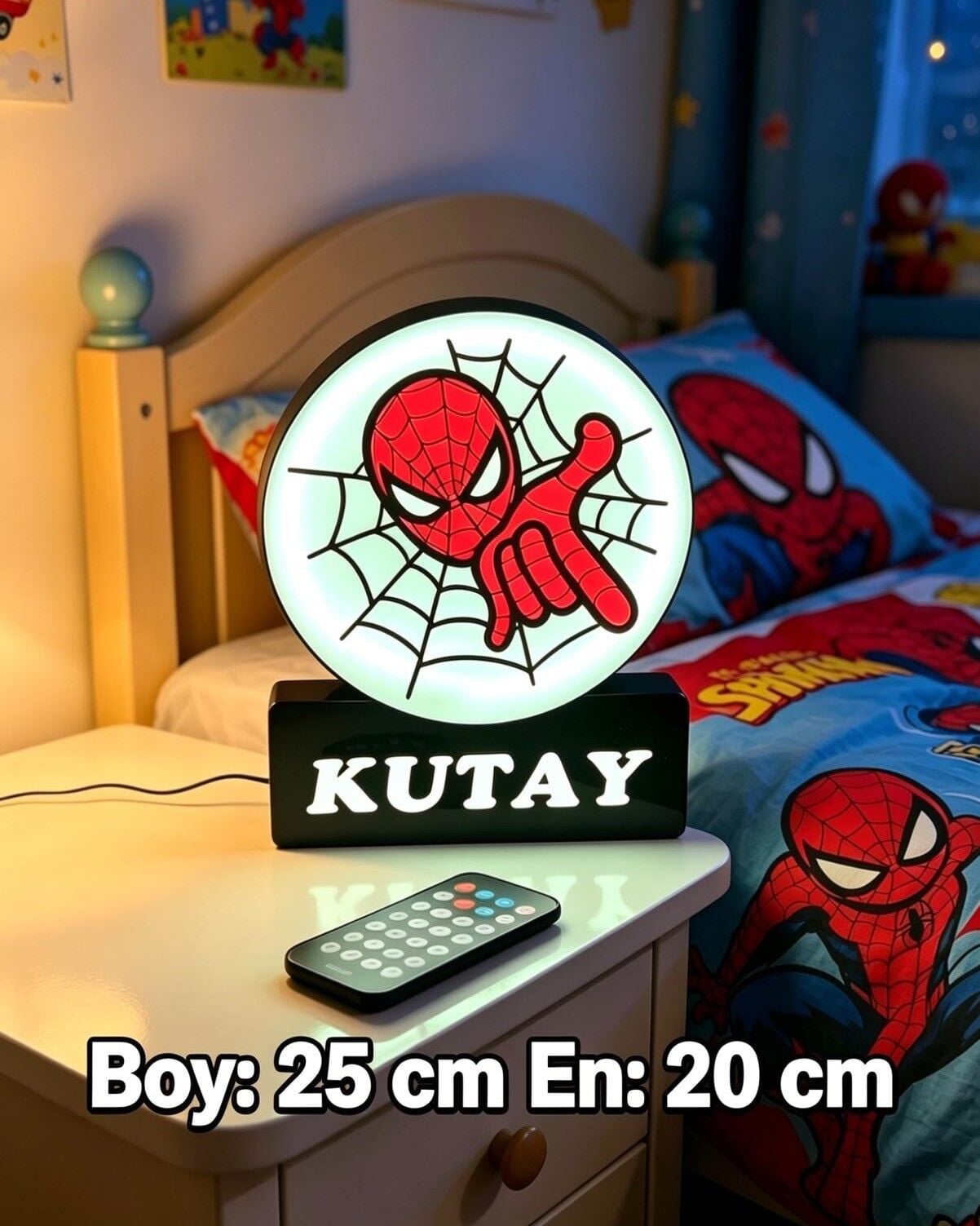 KİŞİYE ÖZEL RGB LED IŞIKLI SPIDERMAN GECE LAMBASI STANDART BOY (25 cm ADAPTÖRLÜ)