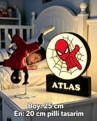 KİŞİYE ÖZEL İSİMLİ SPIDERMAN GECE LAMBASI PİLLİ STANDART BOY (25 CM)