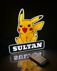 KİŞİYE ÖZEL RGB LED IŞIKLI PİKACHU GECE LAMBASI (24 cm ADATÖRLÜ)