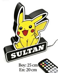 KİŞİYE ÖZEL RGB LED IŞIKLI PİKACHU GECE LAMBASI (24 cm ADATÖRLÜ)