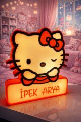 KİŞİYE ÖZEL HELLO KITTY GECE LAMBASI-PİLLİ TASARIM (22*22 cm)