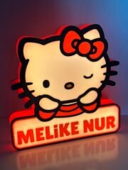 KİŞİYE ÖZEL HELLO KITTY GECE LAMBASI-PİLLİ TASARIM (22*22 cm)
