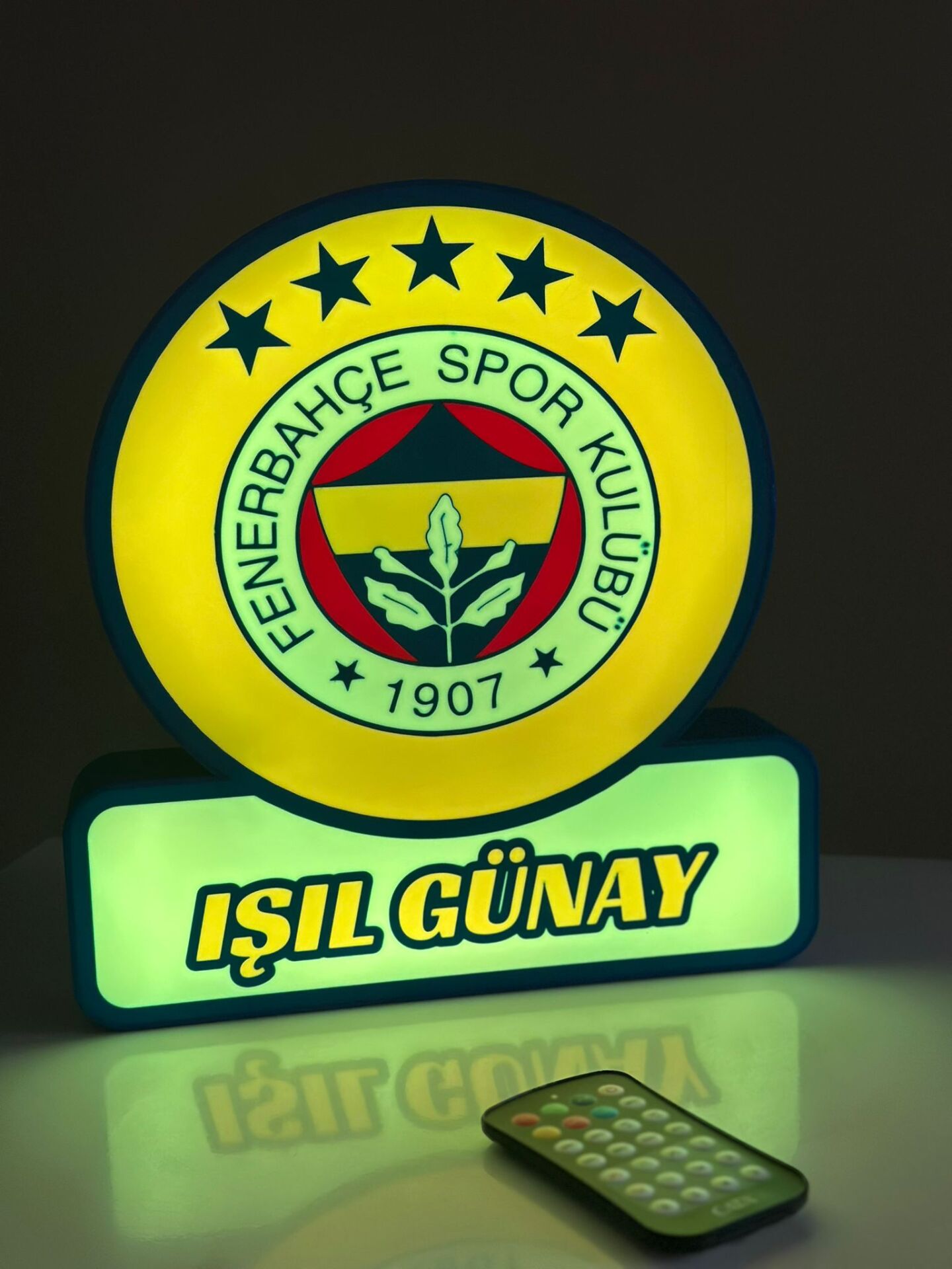KİŞİYE ÖZEL FENERBAHÇE 30*30 CM RGB LED IŞIKLI KUMANDALI ECE LAMBASI
