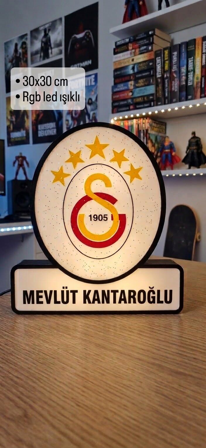 30*30 CM GALATASARAY KİŞİYE ÖZEL GECE LAMBASI RGB LED IŞIKLI KUMANDALI