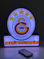 GALATASARAY 30x30 CM RGB LED IŞIKLI KUMANDALI KİŞİYE ÖZEL GECE LAMBASI